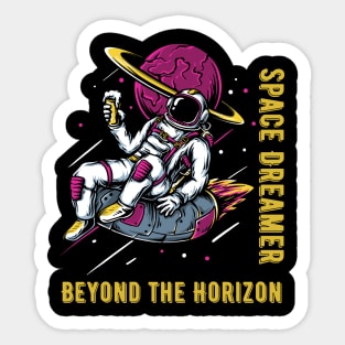 Space Dreamer Beyond The Horizon - Retro Astronaut Sticker